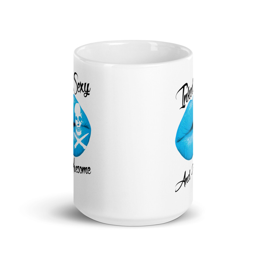 Inked Sexy And Awesome (Blue Lips) - White Glossy Mug