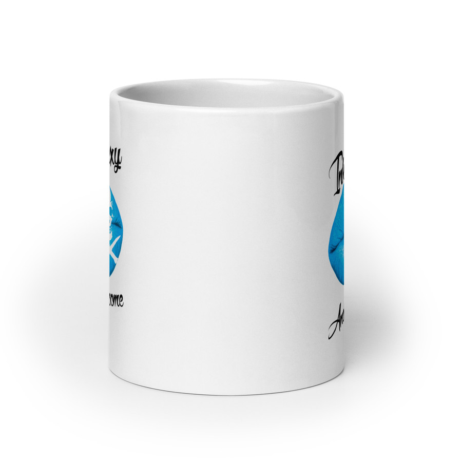 Inked Sexy And Awesome (Blue Lips) - White Glossy Mug