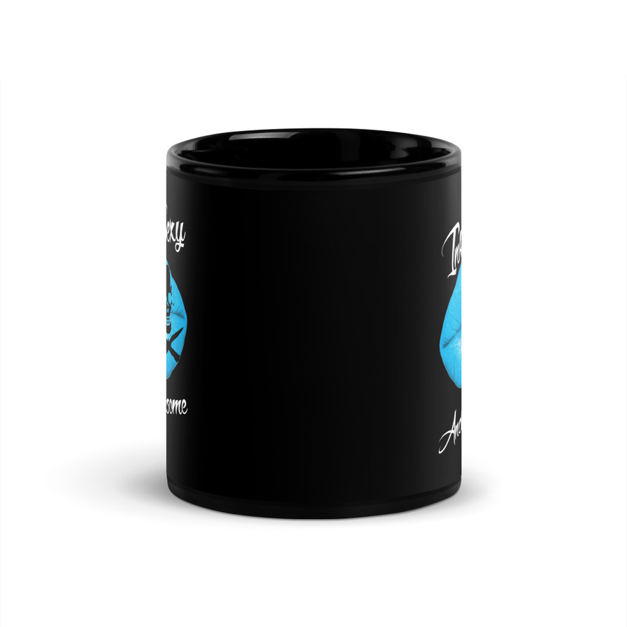 Inked Sexy And Awesome (Blue Lips) - Black Glossy Mug