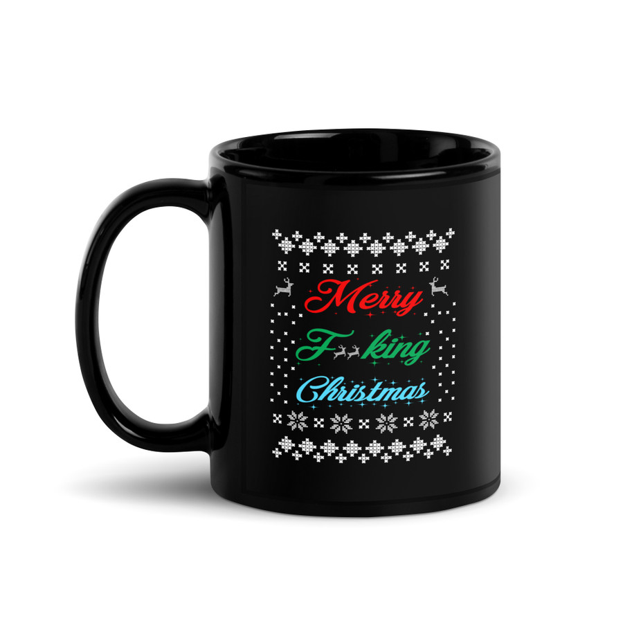 Merry Fucking Christmas (Censored) - Black Glossy Mug