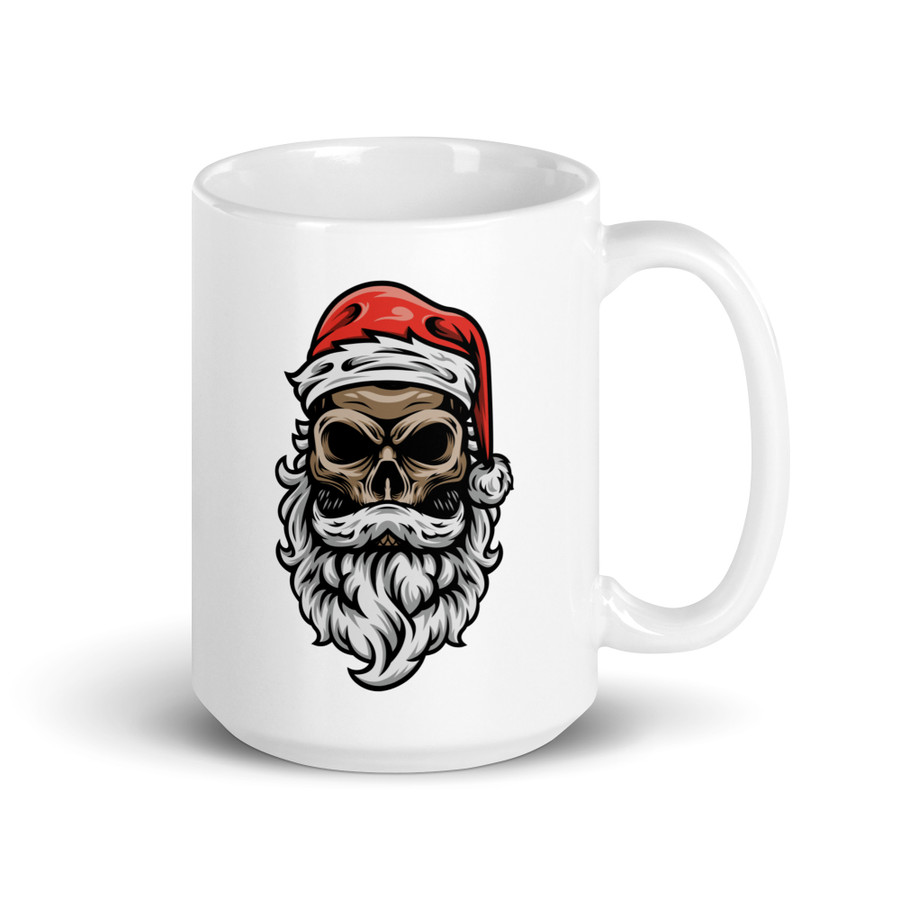 Skull Head Santa - White Glossy Mug
