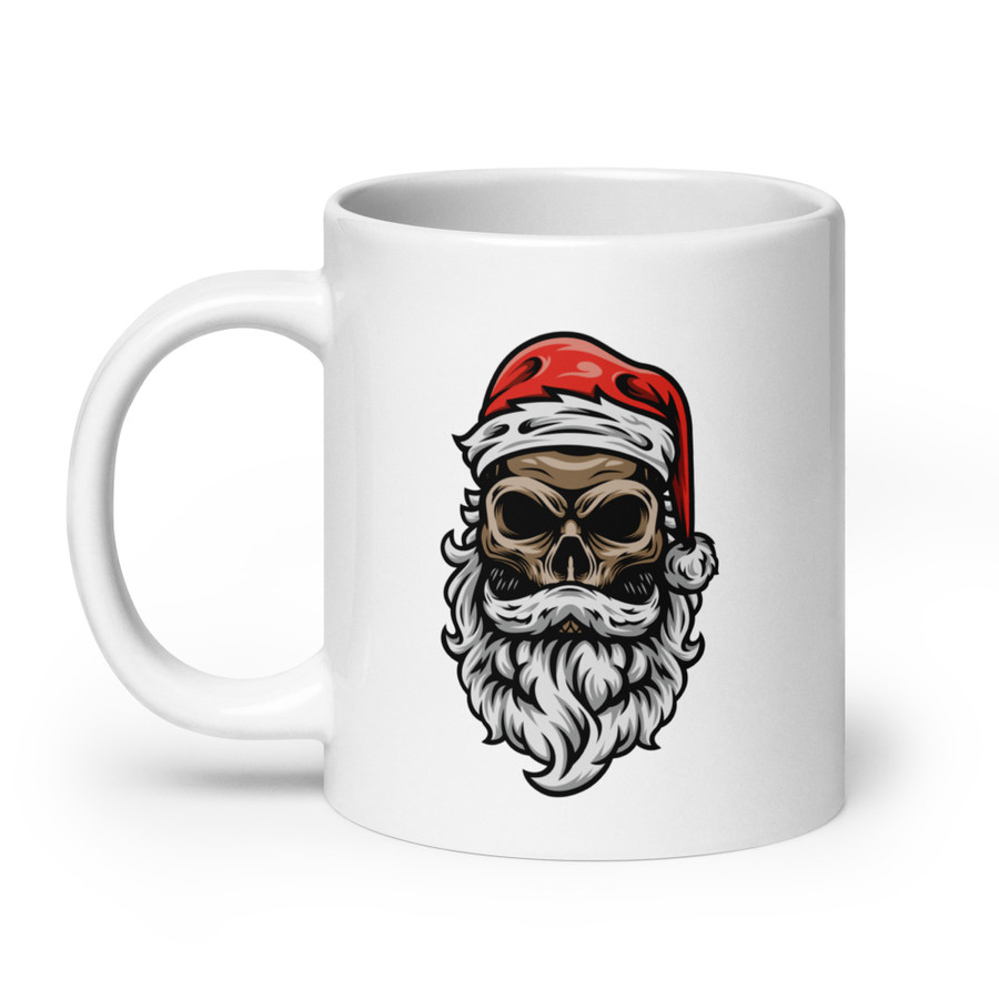 Skull Head Santa - White Glossy Mug