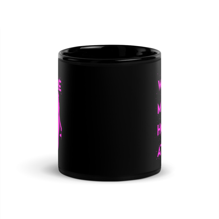 Where My Hos At - Black Glossy Mug (Pink Print)