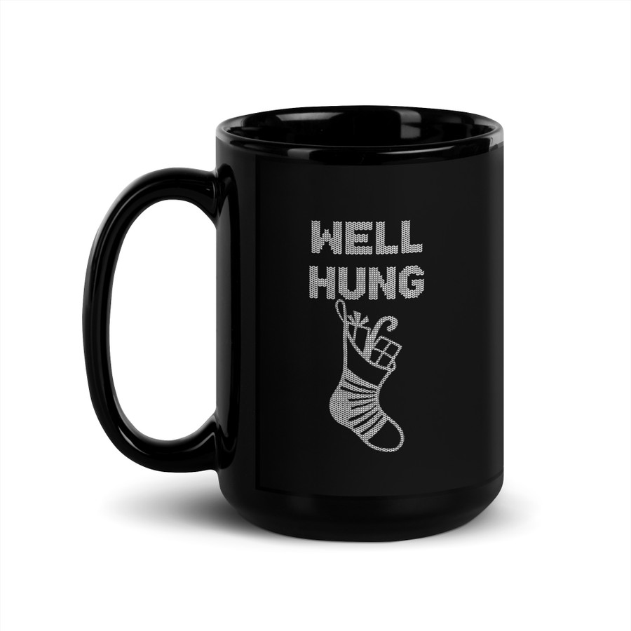 Well Hung - Black Glossy Mug (White Print)