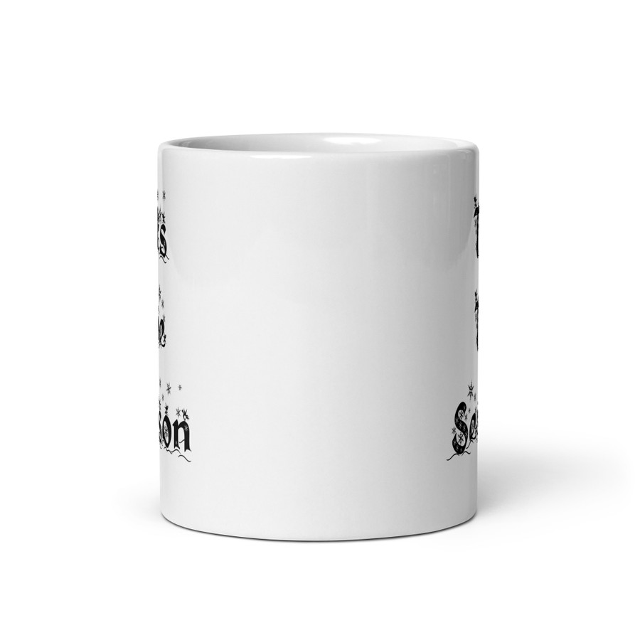 Tits The Season - White Glossy Mug (Black Print)
