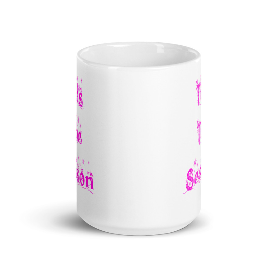 Tits The Season - White Glossy Mug (Pink Print)