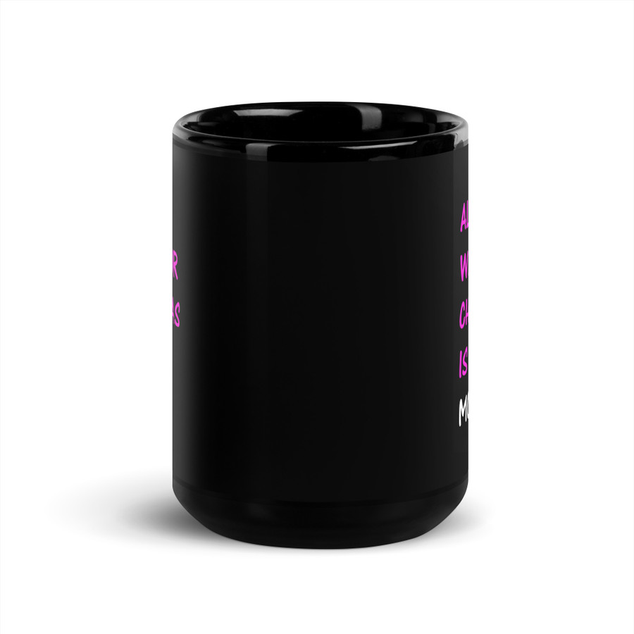 All I Want For Christmas Is You Money - Black Glossy Mug (Pink Print)