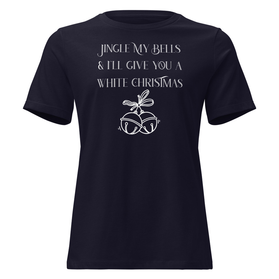 Women's Jingle My Bells & I'll Give You A White Christmas - Shirt (White Print)