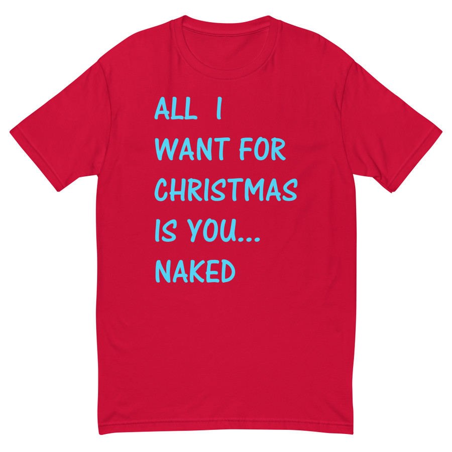 Men's All I Want For Christmas Is You Naked - Shirt (Blue Print)
