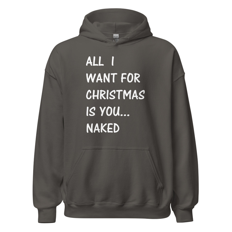 Unisex All I Want For Christmas Is You Naked - Hoodie (White Print)