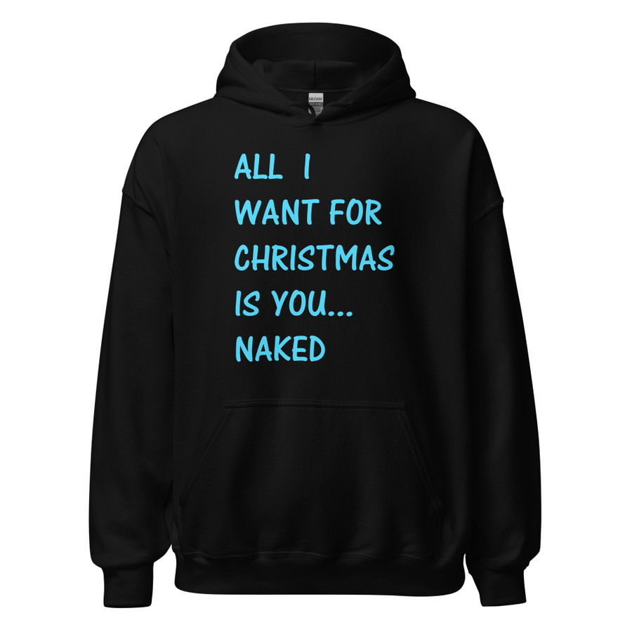 Unisex All I Want For Christmas Is You Naked - Hoodie (Blue Print)