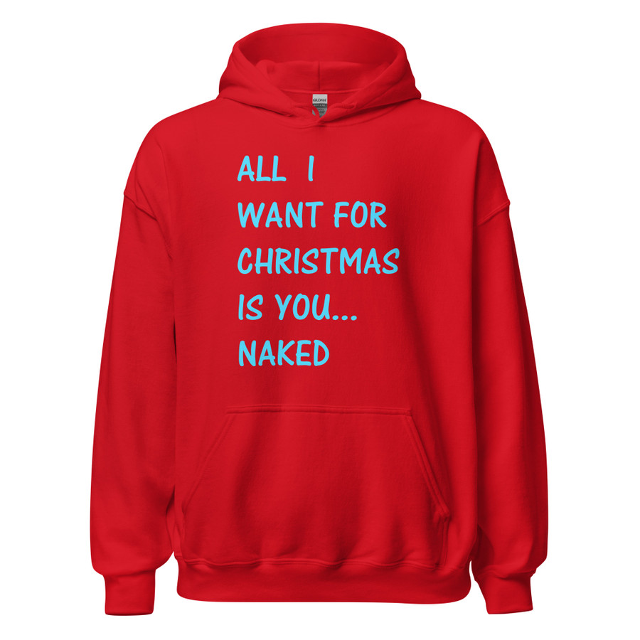 Unisex All I Want For Christmas Is You Naked - Hoodie (Blue Print)