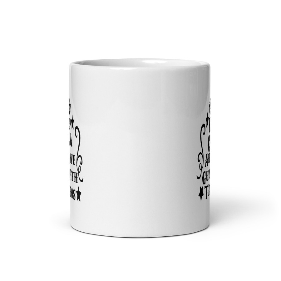 Keep Calm And Love Guys With Tattoos - White Glossy Mug (Black Print)