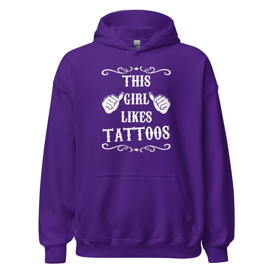Unisex This Girl Likes Tattoos - Hoodie (White Print)