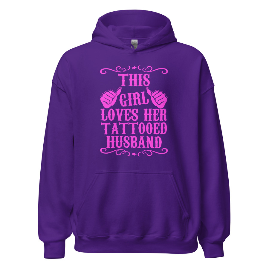 Unisex This Girl Loves Her Tattooed Husband - Hoodie (Pink Print)