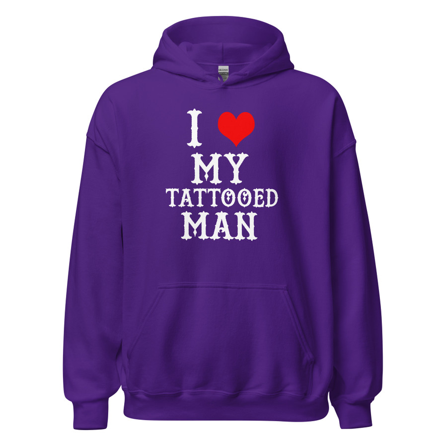 Unisex I Heart My Tattooed Man - Hoodie (White Print)