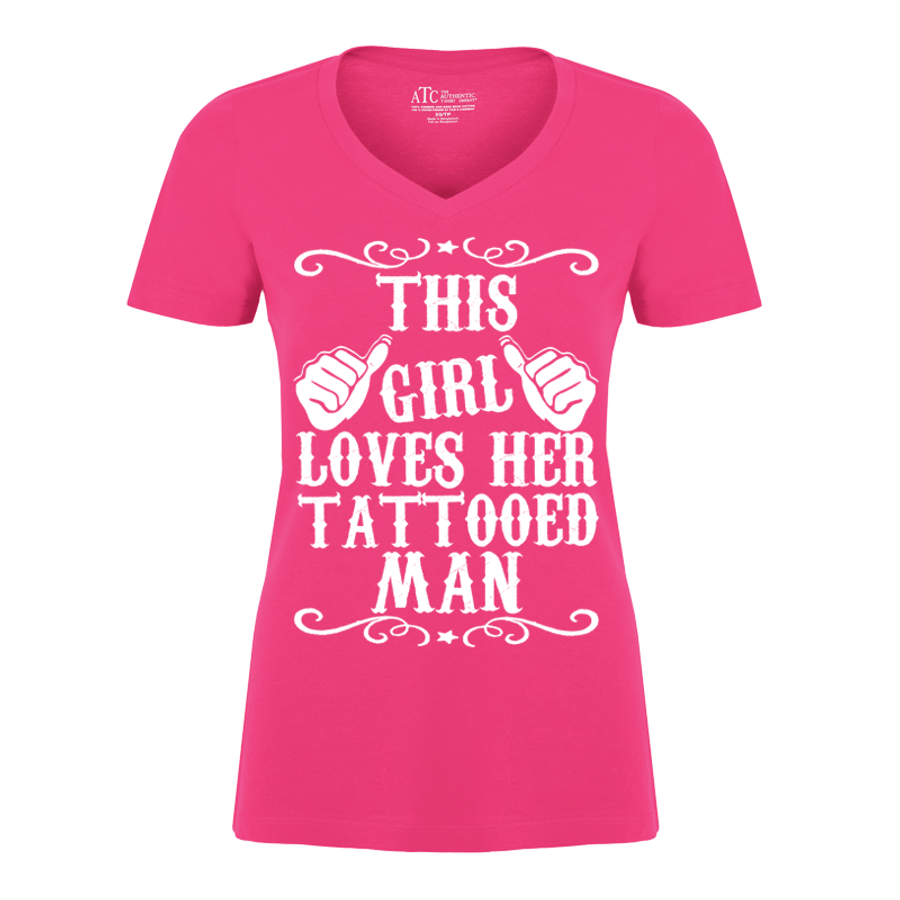 Women's This Girl Loves Her Tattooed Man - Tshirt