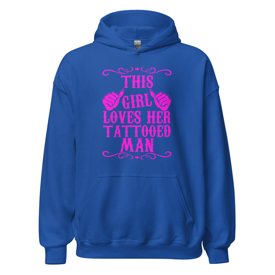 Unisex This Girl Loves Her Tattooed Man - Hoodie (Pink Print)