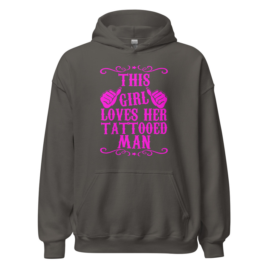 Unisex This Girl Loves Her Tattooed Man - Hoodie (Pink Print)