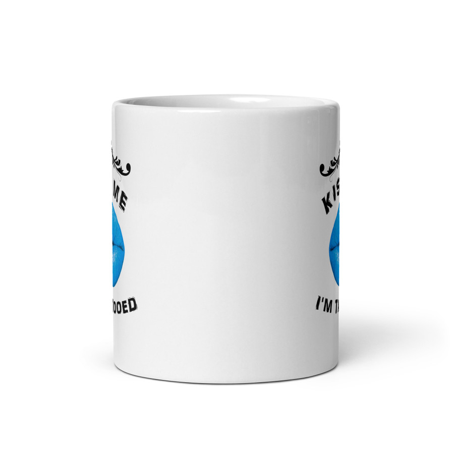 Kiss Me I Am Tattooed (Blue Lips) - White Glossy Mug