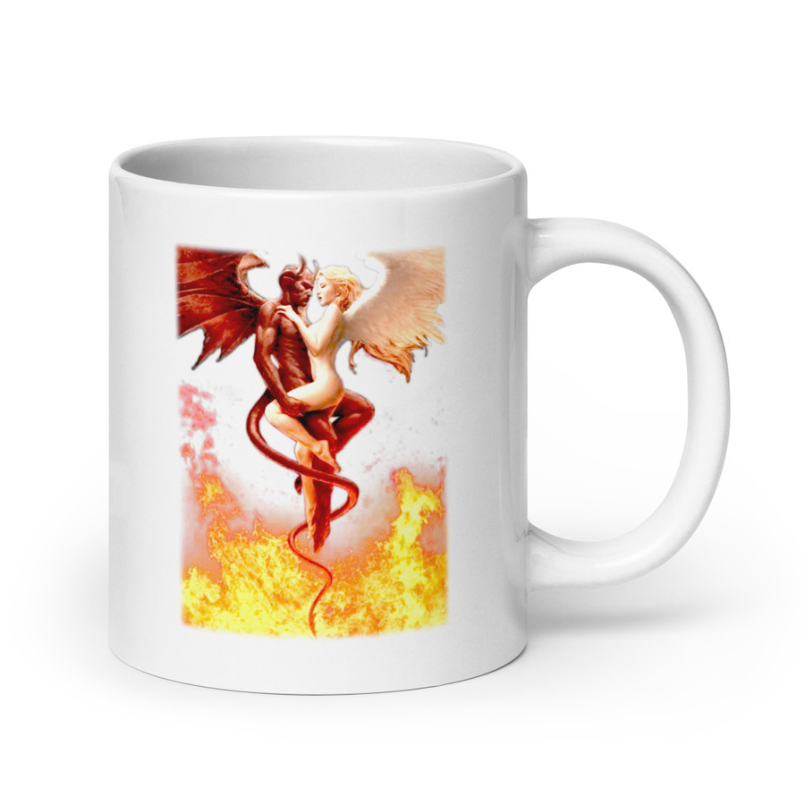 Devil And Angel - White Glossy Mug