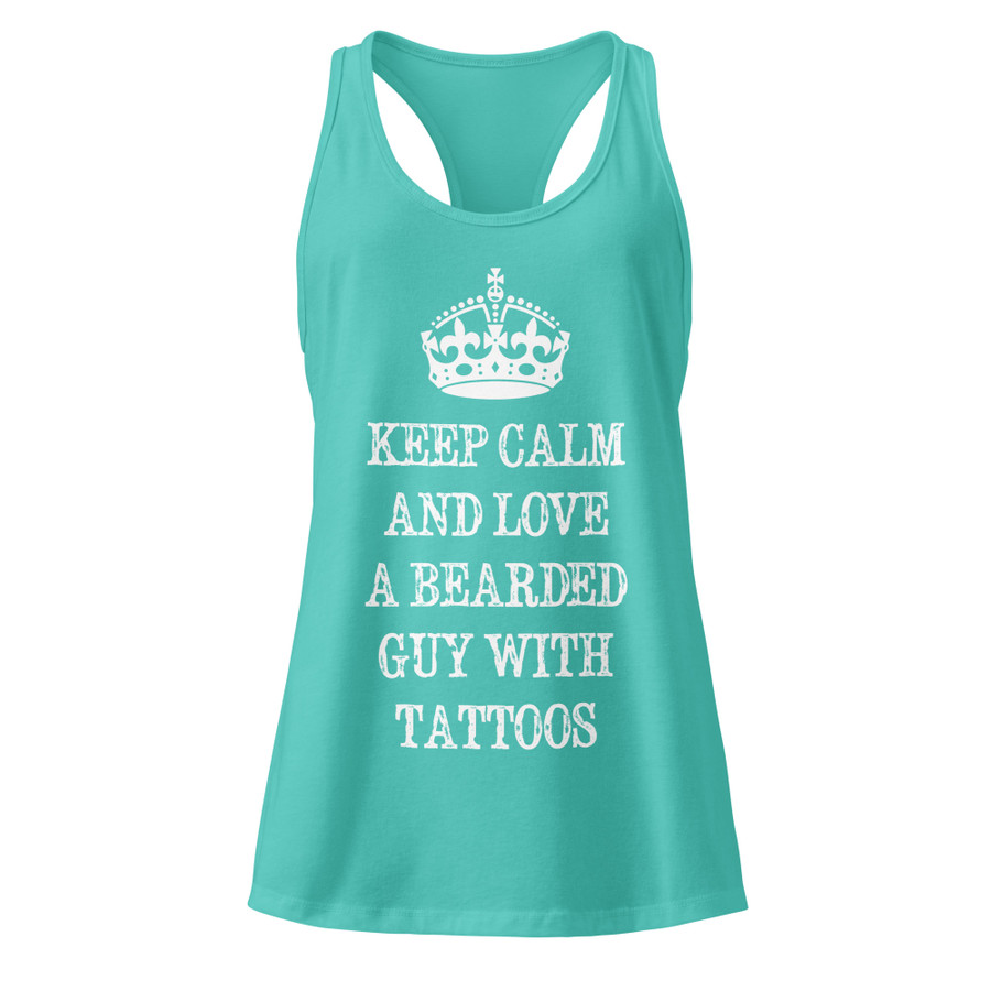 Women’s Keep Calm And Love A Bearded Guy With Tattoos - Tank Top (White Print)