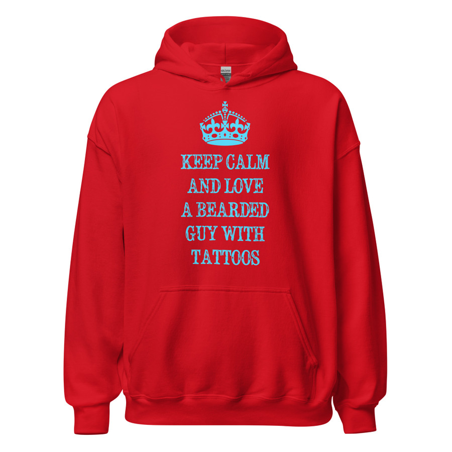 Unisex Keep Calm And Love A Bearded Guy With Tattoos - Hoodie (Blue Print)