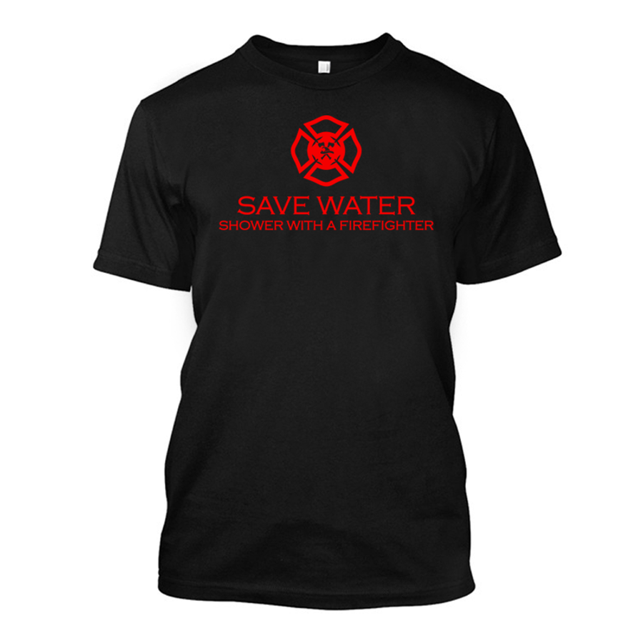 Men's Save Water Shower With A Firefighter - Tshirt