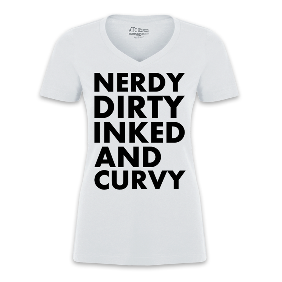 Women's Nerdy Dirty Inked And Curvy - Tshirt