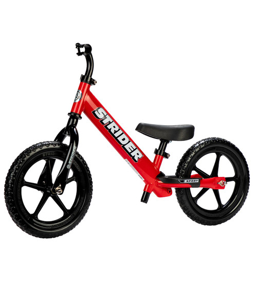 Strider Standard Stem installed on a red Strider 12 Sport balance bike