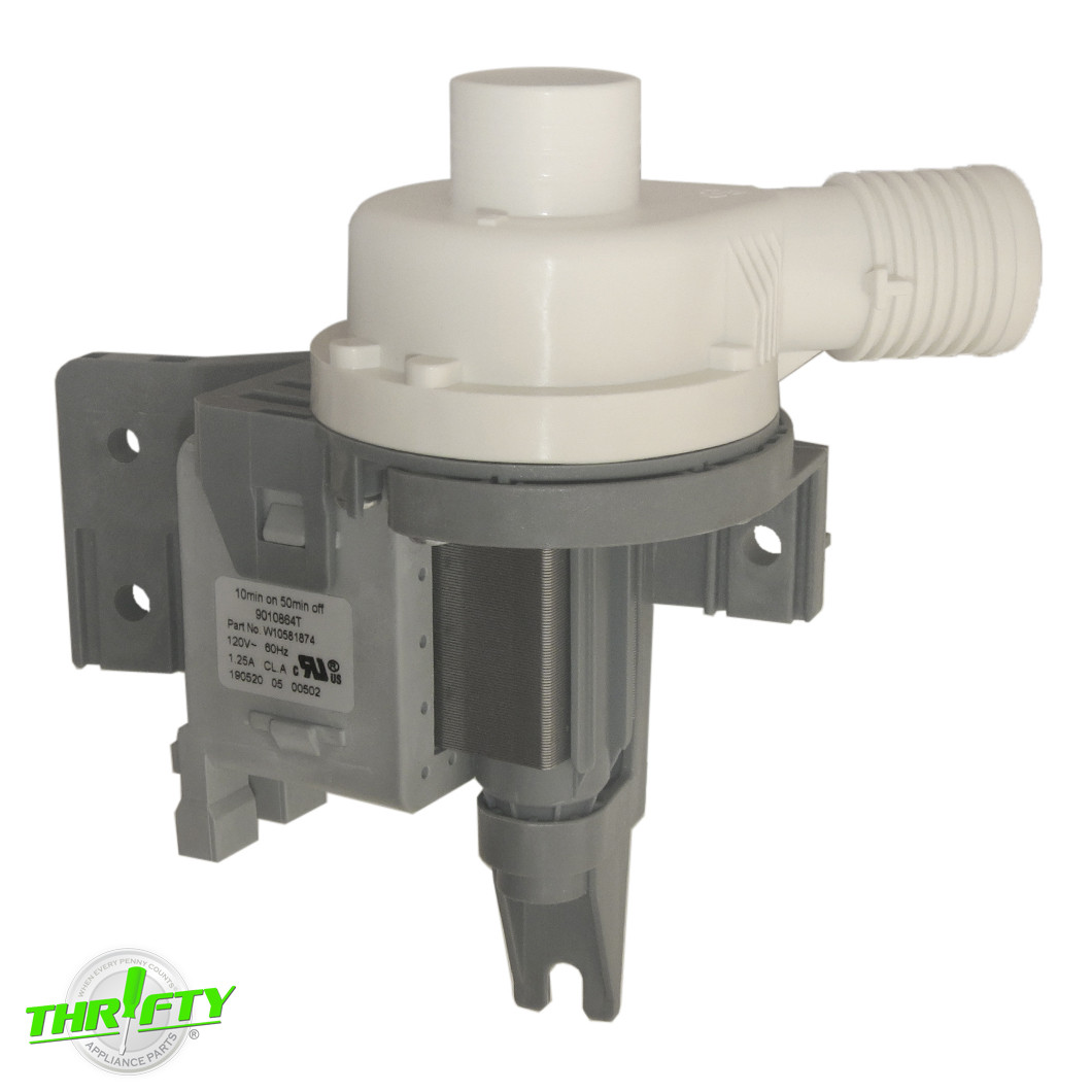 W10581874 Washer Drain Pump For Whirlpool / Maytag Thrifty Appliance