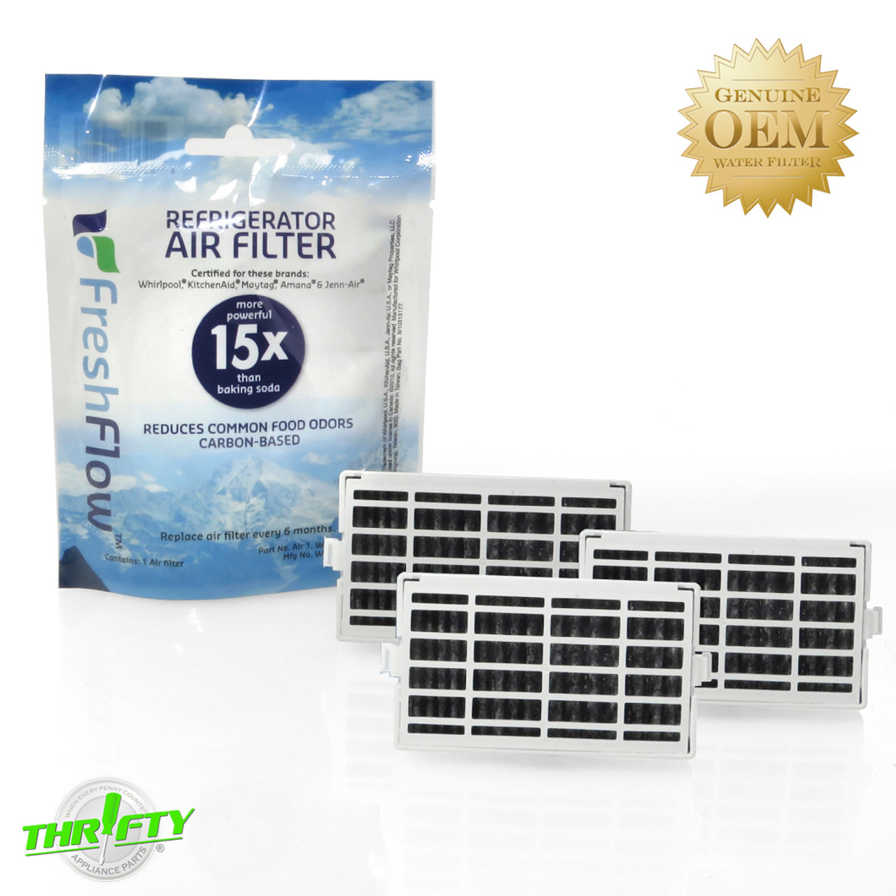 W10311524 AIR1 (3 Pack) Whirlpool Refrigerator Air Filter Thrifty