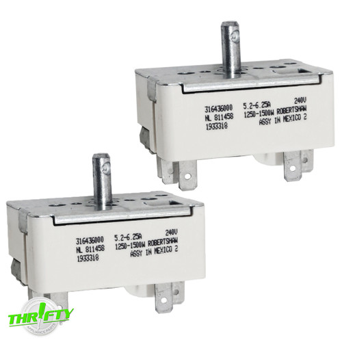 316436000 (2 Pack) Frigidaire Range 6" Burner Infinite Switch Replacement