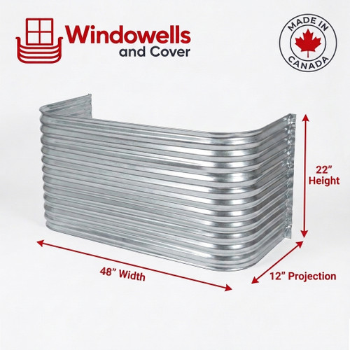 48″ W × 12″ P × 22″ H Galvanized Steel Window Well