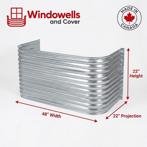 48″ W × 22″ P × 22″ H Galvanized Steel Window Well