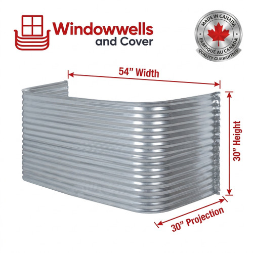 54″ W × 30″ P × 30″ H Galvanized Steel Window Well