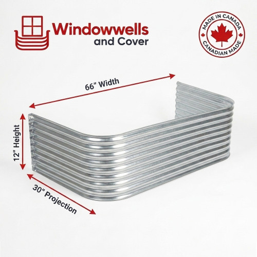 66″ W × 30″ P × 12″ H Galvanized Steel Window Well