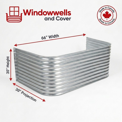 66″ W × 30″ P × 30″ H Galvanized Steel Window Well