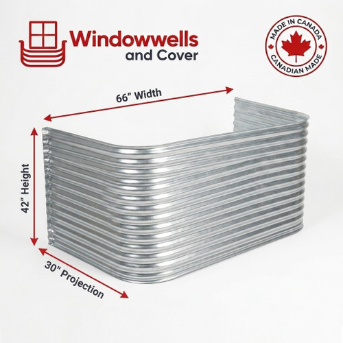 66″ W × 30″ P × 42″ H Galvanized Steel Window Well