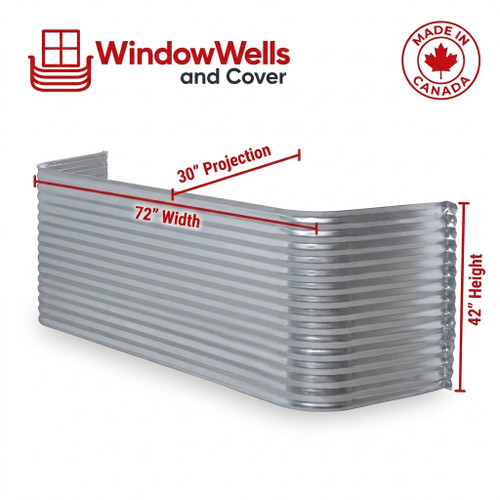 72″ W × 30″ P × 42″ H Galvanized Steel Window Well