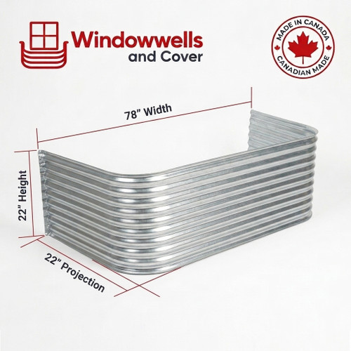 78″ W × 22″ P × 22″ H Galvanized Steel Window Well