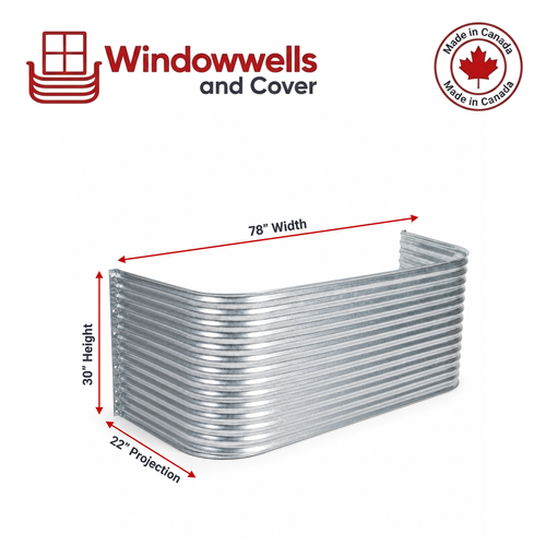 78″ W × 22″ P × 30″ H Galvanized Steel Window Well