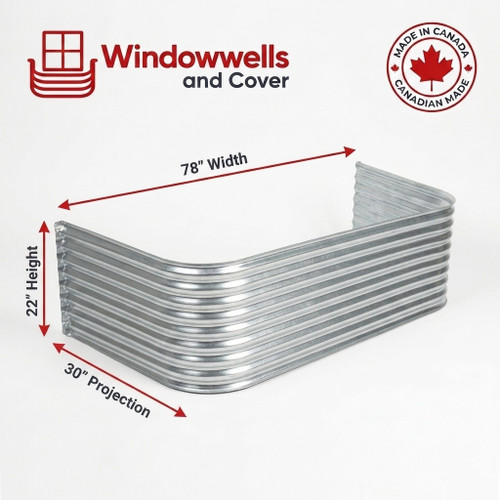 78″ W × 30″ P × 22″ H Galvanized Steel Window Well