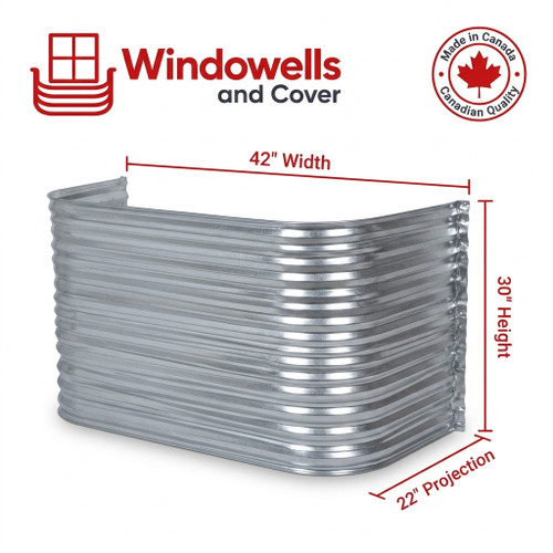 42″ W × 22″ P × 30″ H Galvanized Steel Window Well