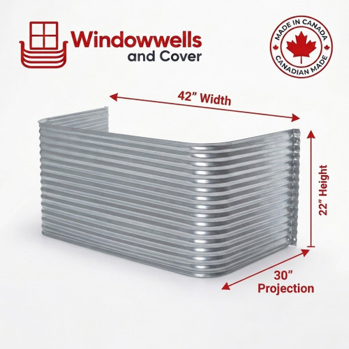 42″ W × 30″ P × 22″ H Galvanized Steel Window Well