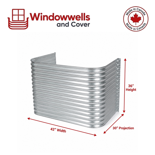 42″ W × 30″ P × 36″ H Galvanized Steel Window Well