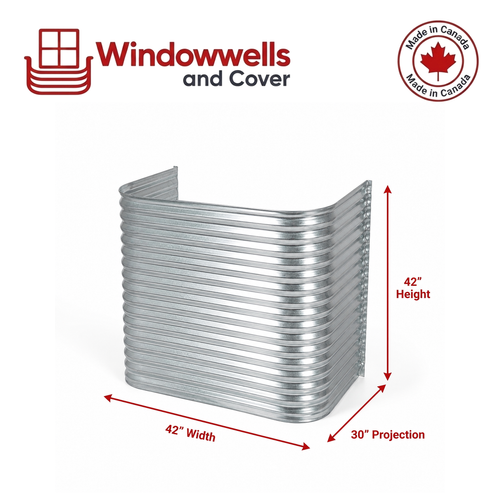 42″ W × 30″ P × 42″ H Galvanized Steel Window Well