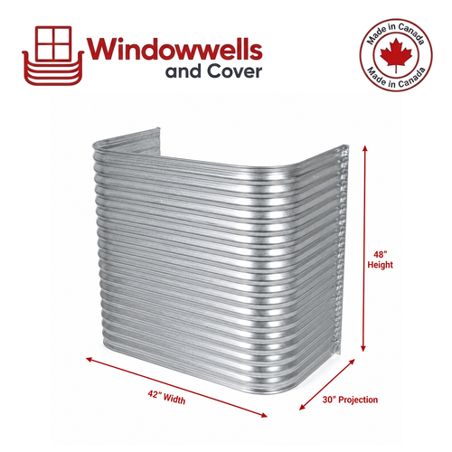 42″ W × 30″ P × 48″ H Galvanized Steel Window Well
