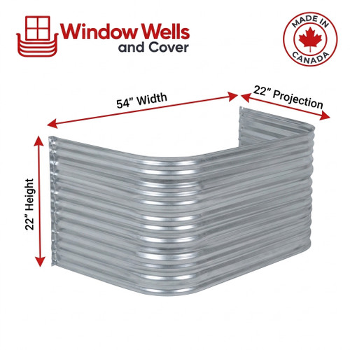 54″ W × 22″ P × 22″ H Galvanized Steel Window Well