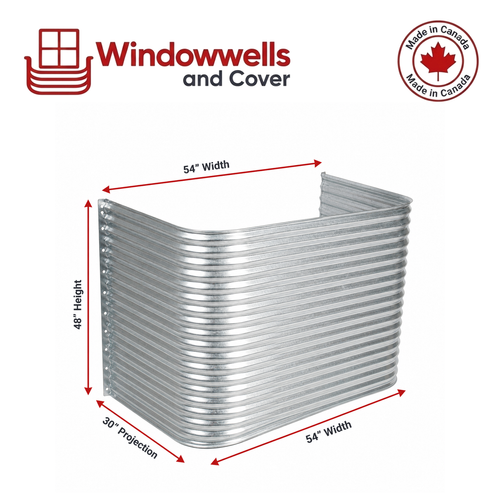 54″ W × 30″ P × 48″ H Galvanized Steel Window Well